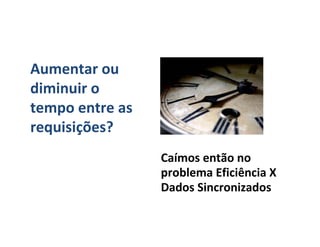 Aumentar ou
diminuir o
tempo entre as
requisições?
                 Caímos então no
                 problema Eficiência X
                 Dados Sincronizados
 