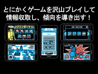 とにかくゲームを沢山プレイして
情報収取し、傾向を導き出す！
 