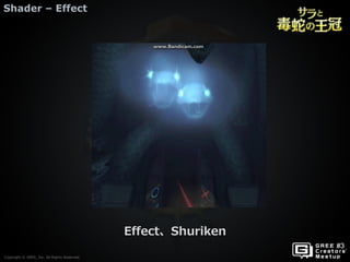 Copyright © GREE, Inc. All Rights Reserved.
Shader – Effect
Copyright © GREE, Inc. All Rights Reserved.
Effect、Shuriken
 