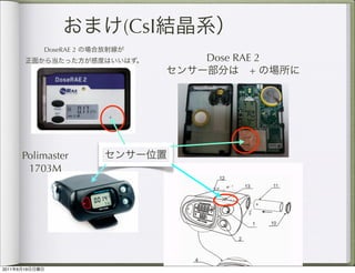 (CsI
                DoseRAE 2
                                   Dose RAE 2
                                           +




           Polimaster
            1703M




2011   6   19
 