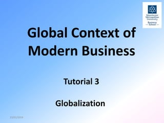 Global Context of
Modern Business
Tutorial 3
Globalization
23/01/2014

 