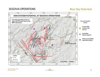TSX: GCM  OTCQX: TPRFF
February 28, 2019
Chicharron
(Sandspring Resources)
Blue Sky Potential
Currently operating mines on
only 3 of 27 known veins in the
RPP-140 license.
14
Increase M&I 
resources and 
reserves
Consolidate 
advance deposits
Follow‐up brownfield 
exploration projects
Areas of Immediate 
Interest 
SEGOVIA OPERATIONS
 