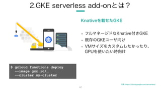 !17
$ gcloud functions deploy
CCimage gcr.io/
CCcluster my-cluster
 
