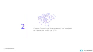 © Copyright KodeKloud
Choose from 15 machine types and run hundreds
of concurrent builds per pool.
 