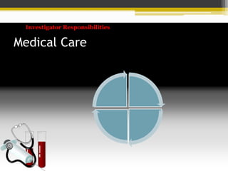 Medical Care
Investigator Responsibilities
 