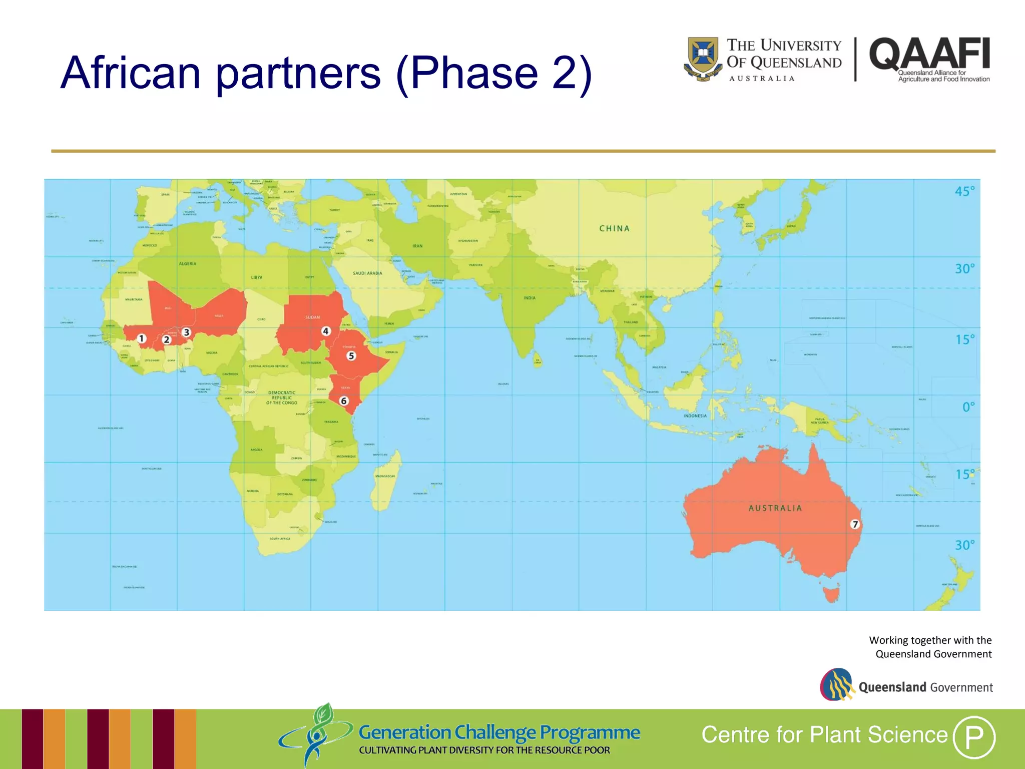 Working together with the
Queensland Government
African partners (Phase 2)
 