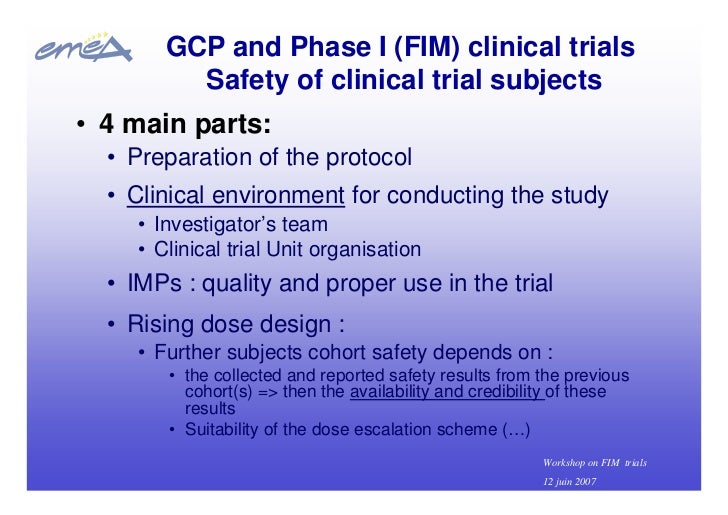 Gcp inspections and phase i clinical trials