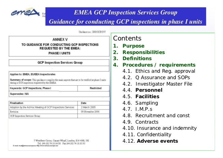 Gcp inspections and phase i clinical trials
