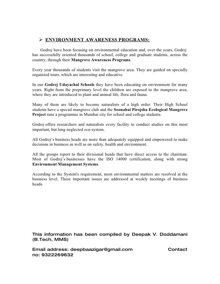 CSR of Godrej Consumer products limited