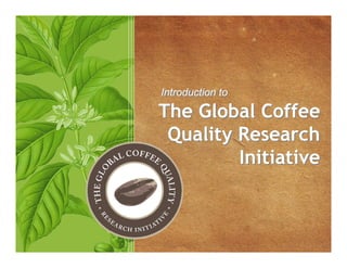 The Global Coffee
Quality Research
Initiative
The Global Coffee
Quality Research
Initiative
Introduction toIntroduction to
 