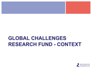GLOBAL CHALLENGES
RESEARCH FUND - CONTEXT
 
