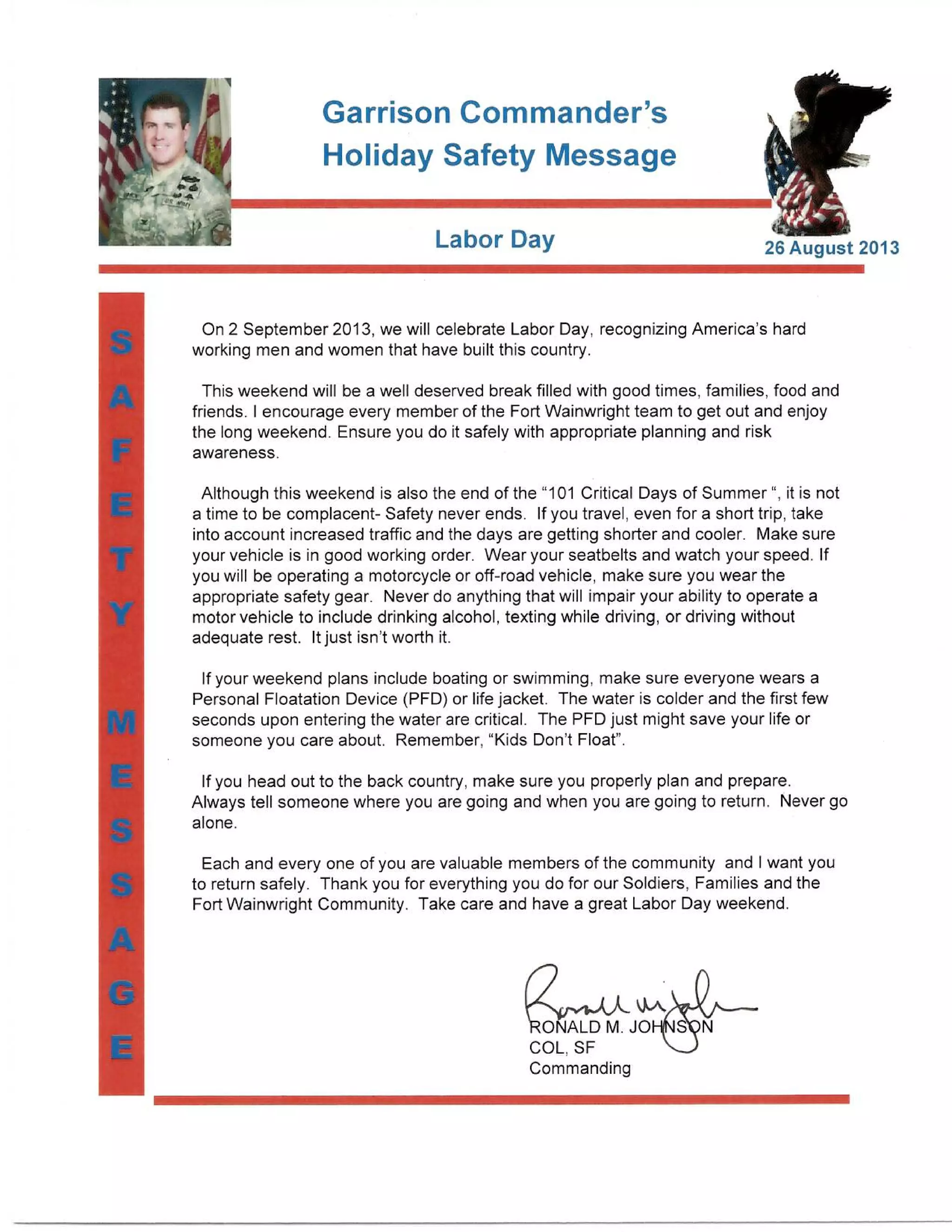 Gc safety message labor day | PDF