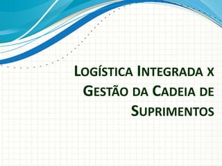 LOGÍSTICA INTEGRADA X
GESTÃO DA CADEIA DE
SUPRIMENTOS
 