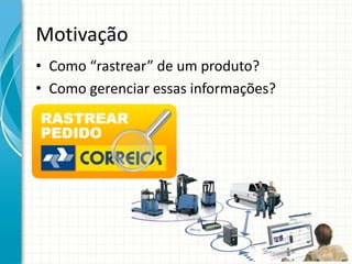 Motivação
• Como “rastrear” de um produto?
• Como gerenciar essas informações?
 