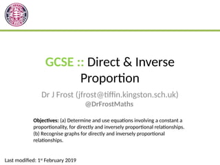 GCSE-DirectInverseProportion.pptx presentation | PPTX