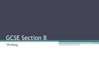 GCSE Section B
Writing
 
