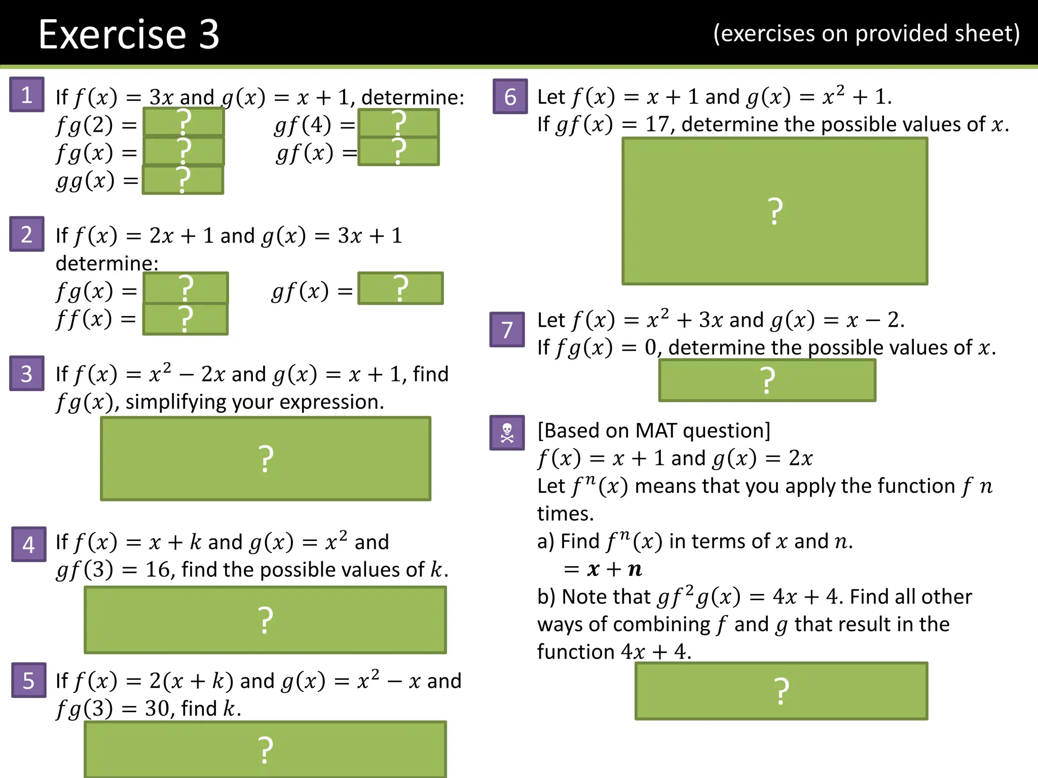 Functions ppt Dr Frost Maths Mixed questions | PPTX