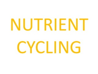 NUTRIENT
 CYCLING
 