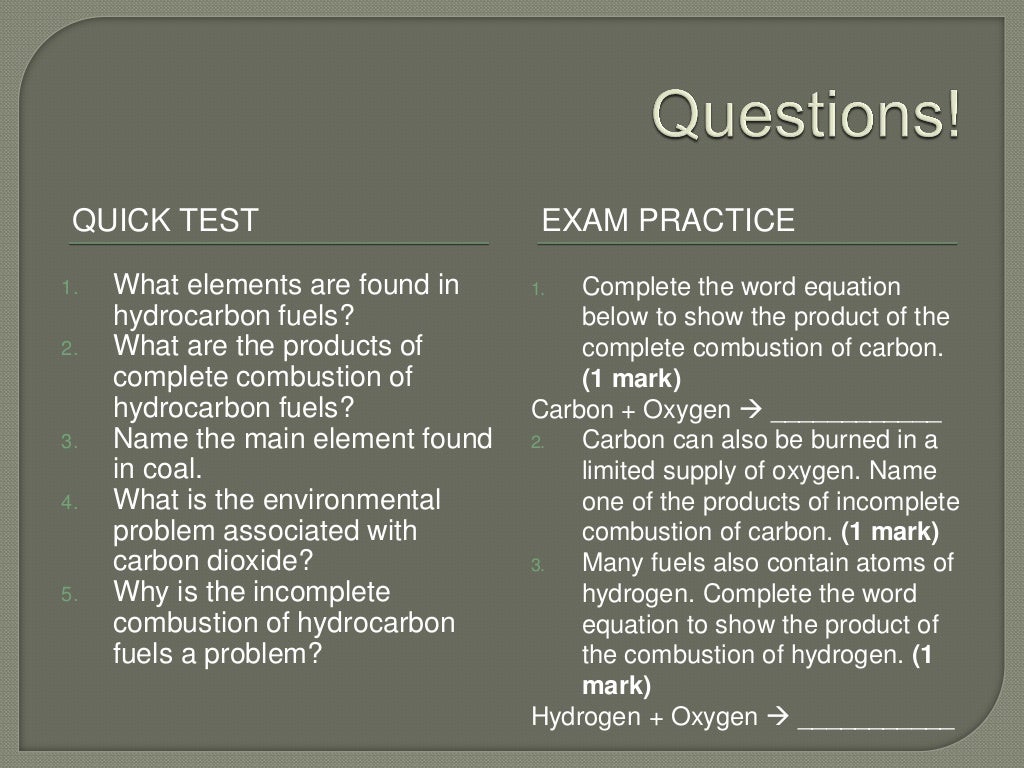 GCSE Chemistry Fuels Revision