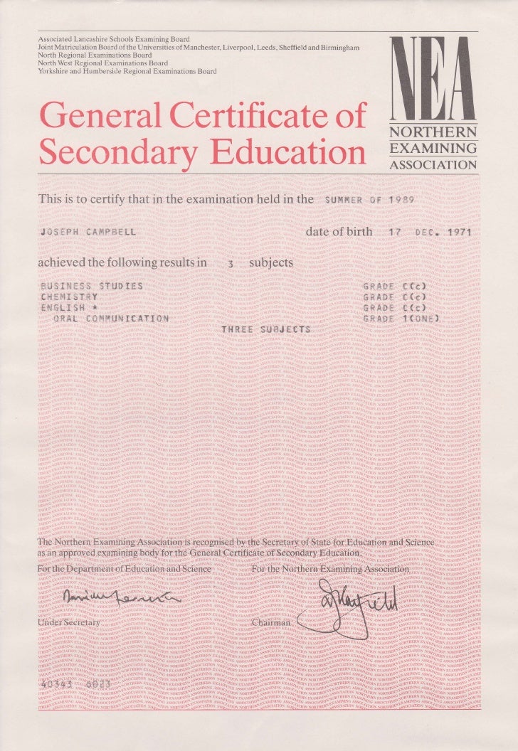 download certificate letter GCSE English 1989] [summer
