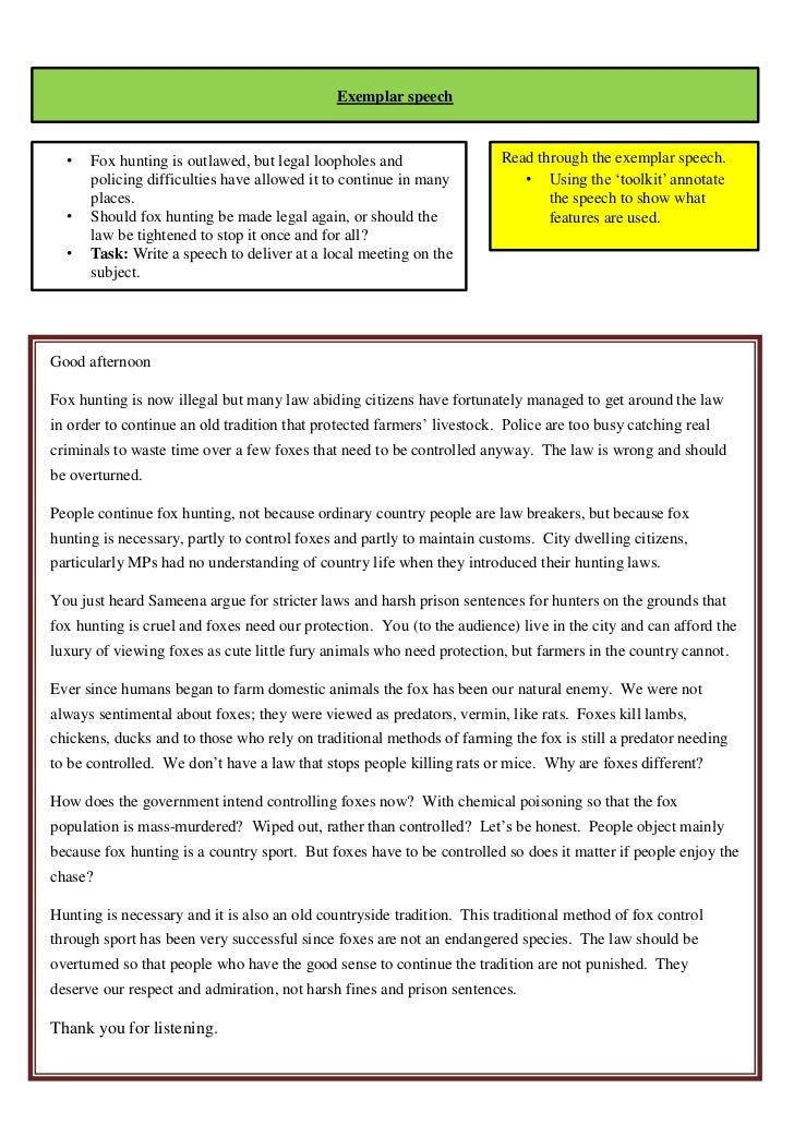 speech writing for gcse