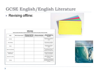 GCSE English/English LiteratureRevising offline: