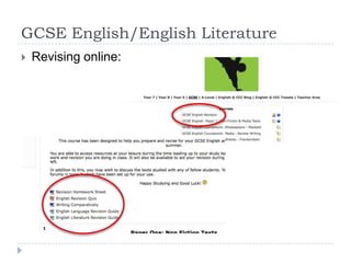 GCSE English/English LiteratureRevising online: