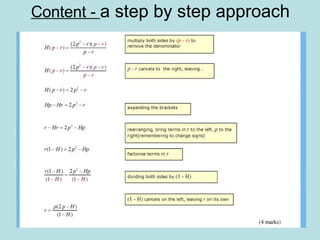 Content -  a step by step approach 