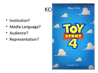 KCs
• Institution?
• Media Language?
• Audience?
• Representation?
 