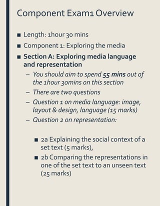 Media Component Questions Gcse media studies revision november mock1 | PPTX