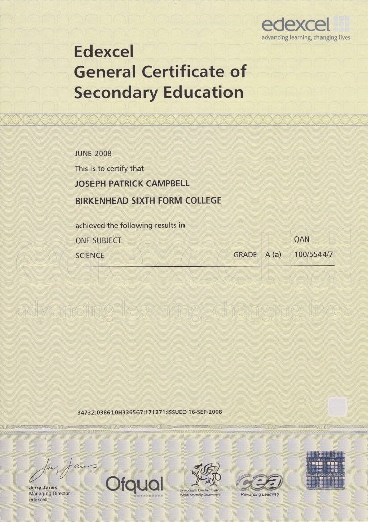 gcse science share certificate template pdf