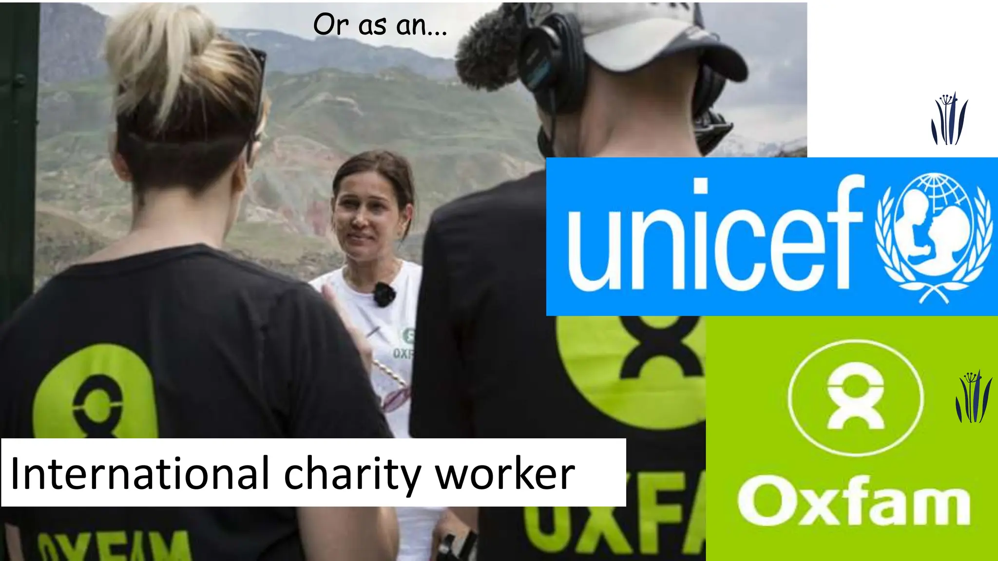 International charity worker
Or as an...
 