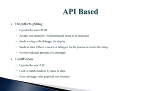 Advanced malware analysis training session4 anti-analysis techniques ...