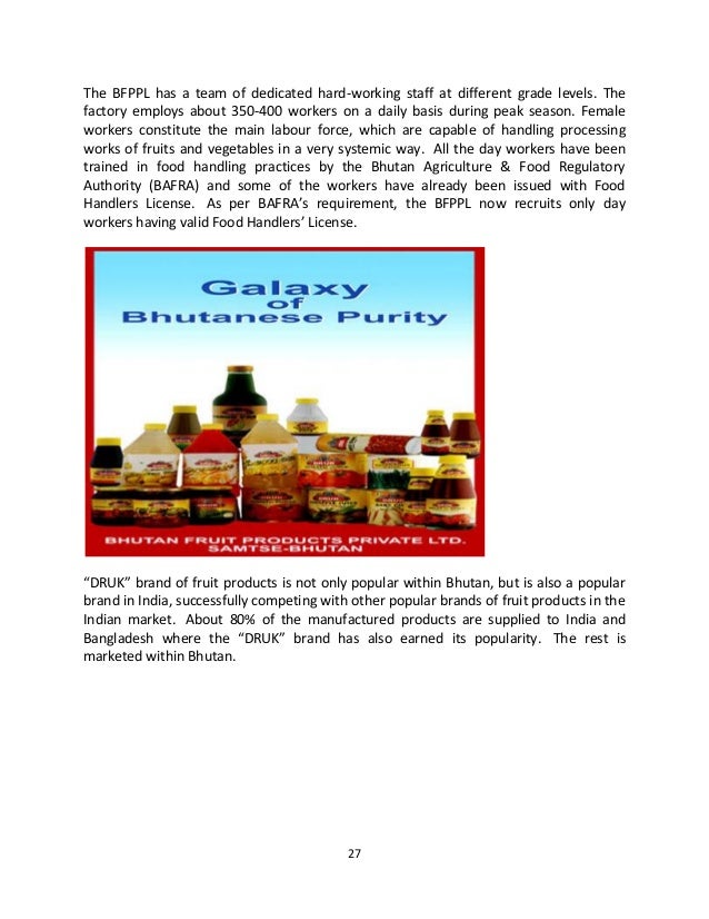 Global Country Study Report On Fruit Industry Of Bhutan Mba Semester