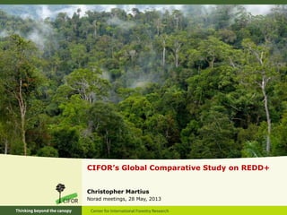 CIFOR’s Global Comparative Study on REDD+
Christopher Martius
Norad meetings, 28 May, 2013

 