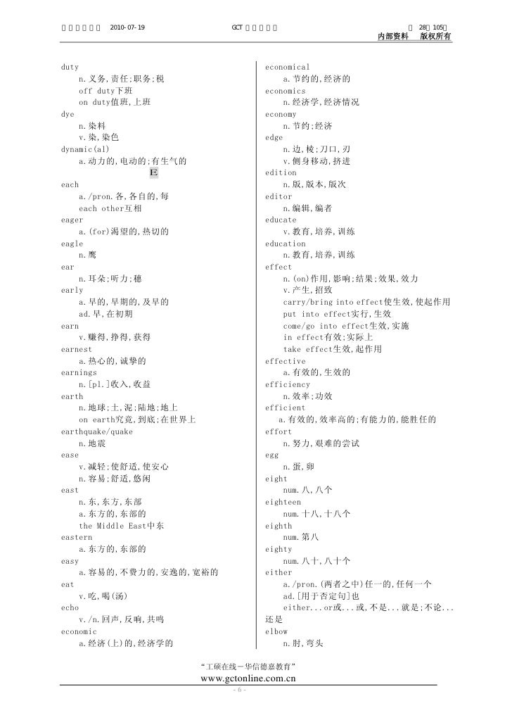 Gct英语词汇表 Gct英语词汇表