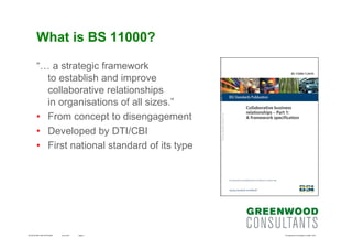June 2013GCT52-05 BS11000 & PPC2000 Page 3 © Greenwood Consultants Limited 2013
What is BS 11000?
“ a strategic framework
...