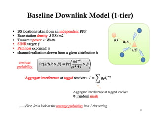 Baseline Downlink Model (1-tier)




 coverage
probability




                                             Aggregate interference at tagged receiver



 ......First, let us look at the coverage probability in a 1-tier setting
                                                                                         27
 