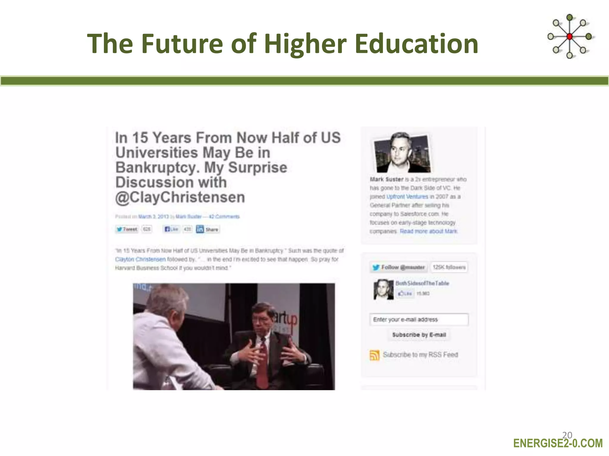 ENERGISE2-0.COM
The Future of Higher Education
20
 
