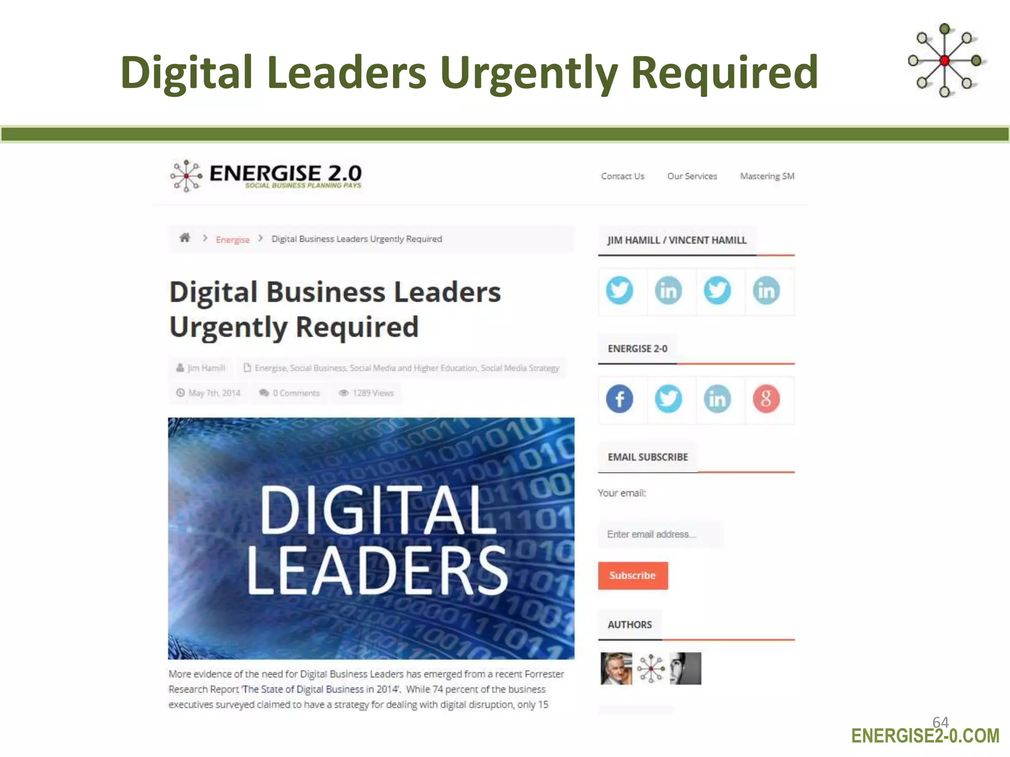 ENERGISE2-0.COM
Digital Leaders Urgently Required
64
 