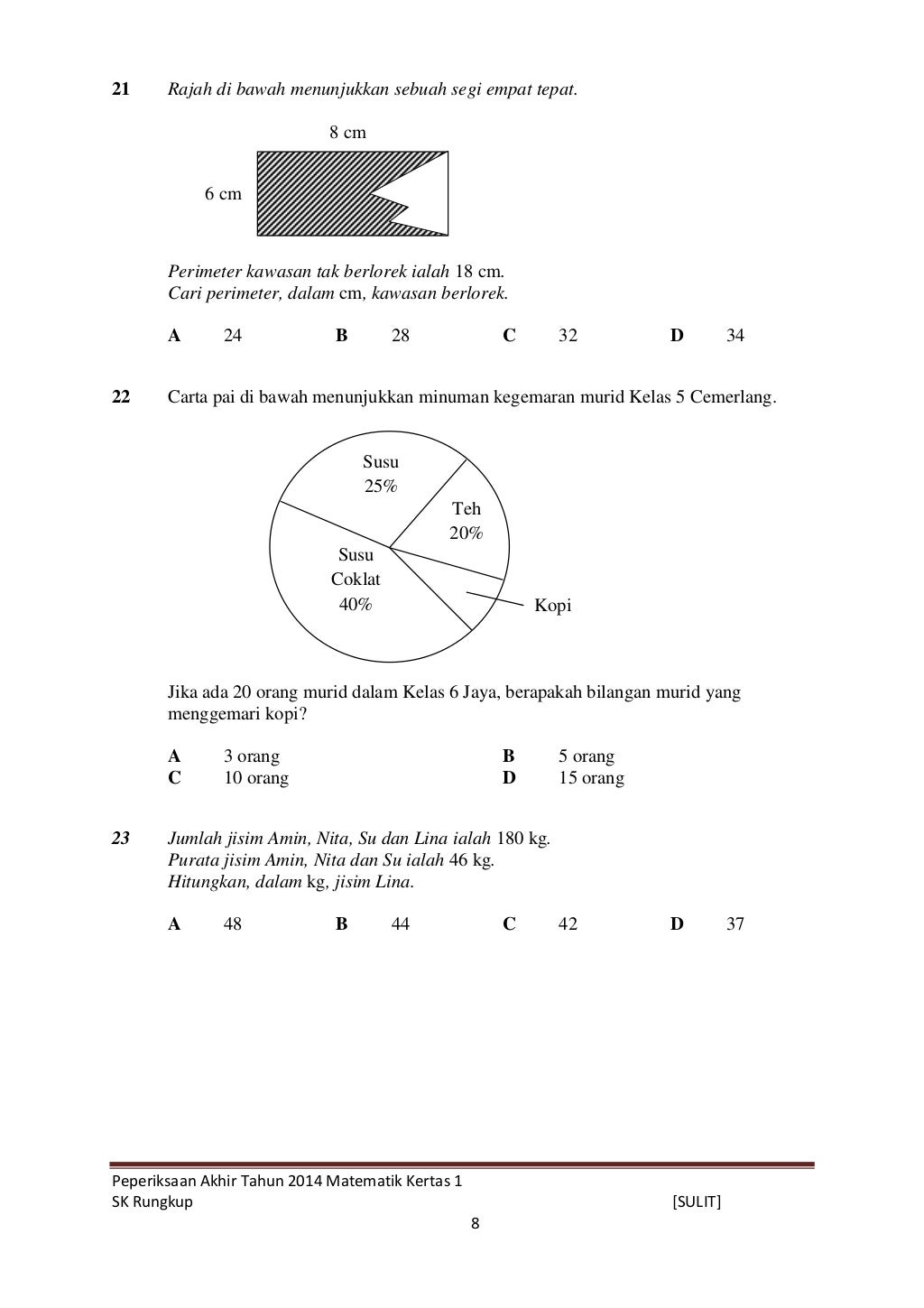 Soalan pat 2014 math tahun 5 kertas 1
