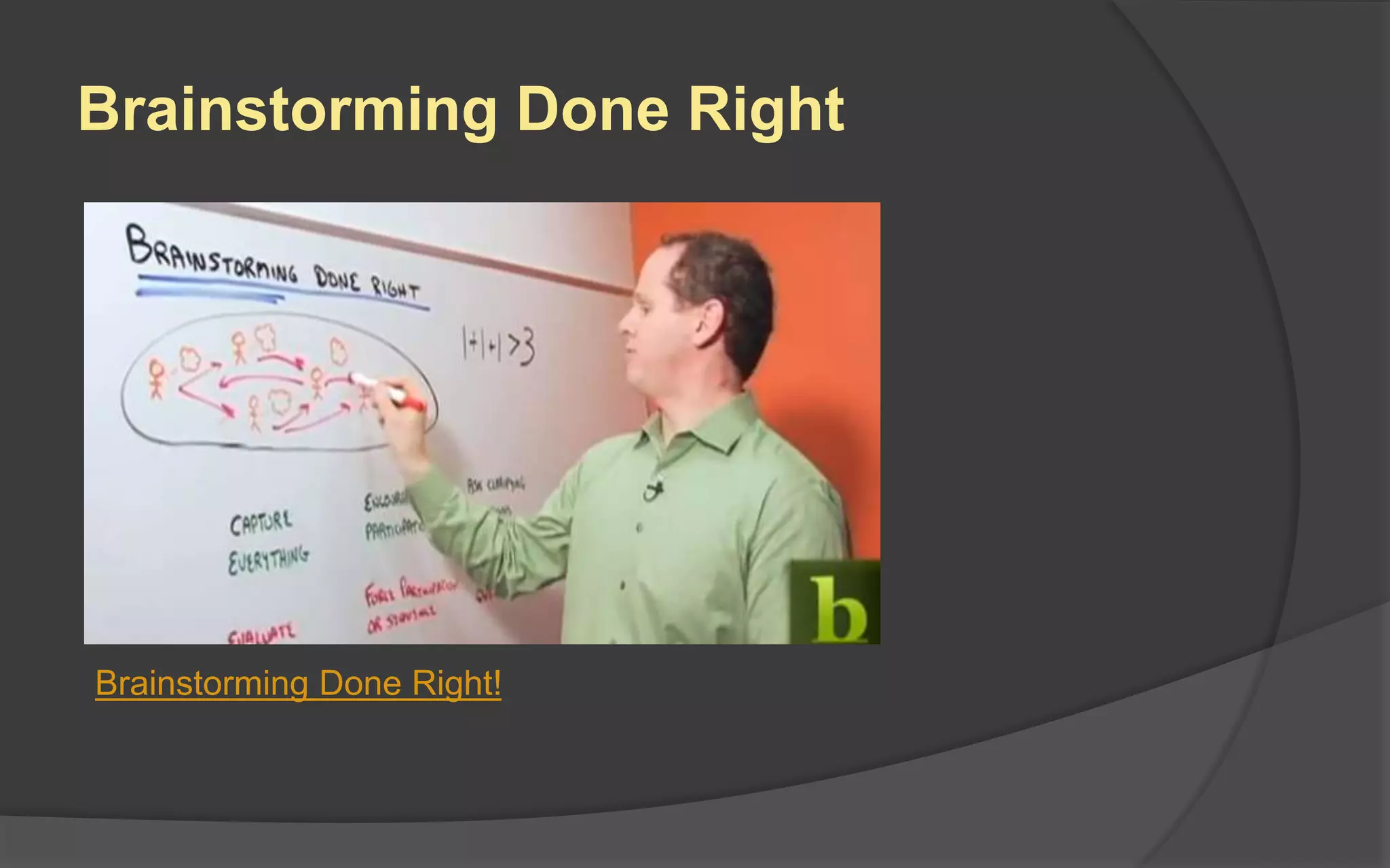 Stages of Creativity
Psychologist Mihaly Csikszentmihalyi describes
the classic stages of creativity:
 Preparation: Becoming interested in a topic
 Incubation: Period where ideas “churn around”
in your subconscious
 Insight: The “aha!” moment, where an idea
comes together
 Evaluation: Deciding whether the insight is
worth pursuing
 Elaboration: Fleshing out the idea
 