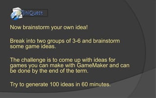 Brainstorming
Osborn’s method of
brainstorming has four
general rules:
 Focus on quantity
 Withhold criticism
 Welcome unusual ideas
 Combine and improve
ideasAlex F. Osborn
 
