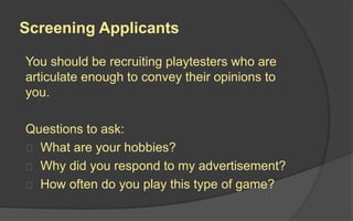 LAFS Game Design 8 - Playtesting | PPT