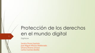 Protección de los derechos
en el mundo digital
DigitaLex
Sandra Flores Expósito
José Miguel Alfonso Maldonado
Ohiana Álvarez Orozco
Carlos Fuentes Botella
1
 