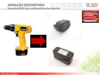 GERAÇÃO DEPOSITRÃO 
Exemplos REEE que contêm pilhas e/ou baterias 
www.erp-recycling.pt 8 
 