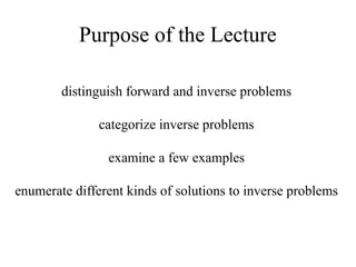Forward Problem Inverse Problem Geophysical mathematical Inverse theory, details and practice | PPTX