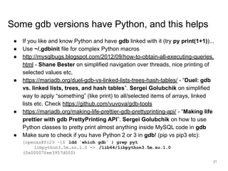 Gdb basics for my sql db as (percona live europe 2019) | PDF