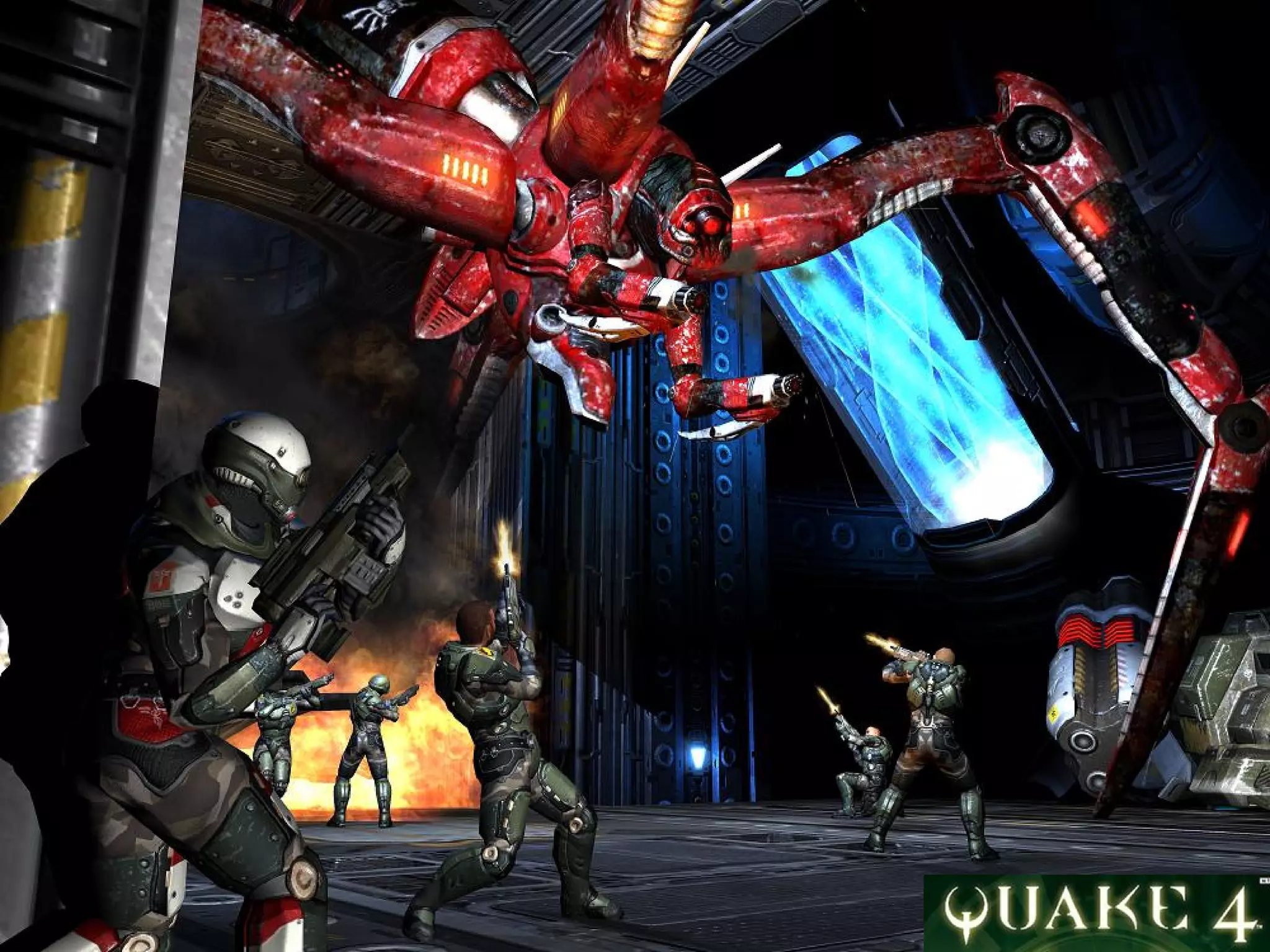 QUAKE 4 Engine The Engine is split up into 3 main Components The QUAKE 4 Engine (exe) idlib common library for all is stuff (math, timing , algorithms, memory management, parsers,… ) linked statically very well optimized with SSE,SSE2, SSE3. The Game DLL – the basic game dll implements classes specific to the game like Weapons, Vehicles, Characters, Script engine, AI, Game physics,… calls into the QUAKE 4 Engine for all of the lower level work. 