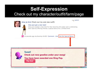 Self-Expression
Check out my character/outfit/farm/page
 